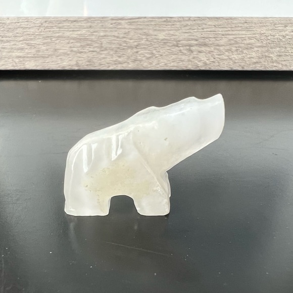 Other - Vintage Hand Carved Stone Tiny White Bear Figure